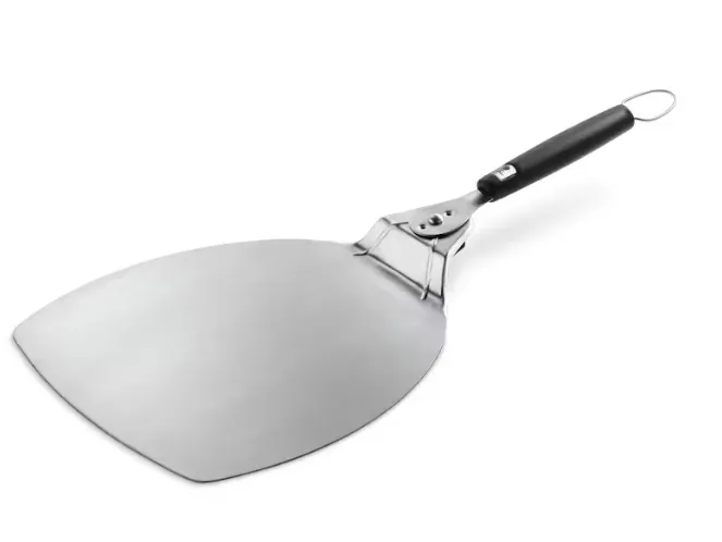 Spatel, Metall-Spatel, Küchengerät, Edelstahl, schwarzer Griff