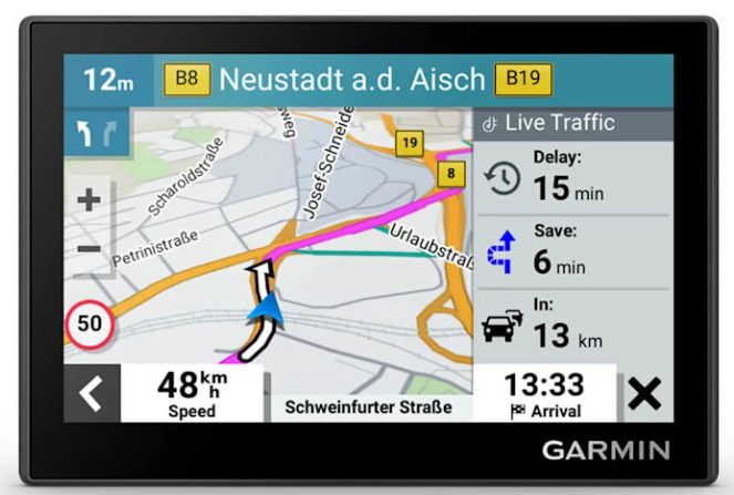 GPS-Gerät, Navigation, Kartenanzeige, Verkehrsinformationen, Garmin