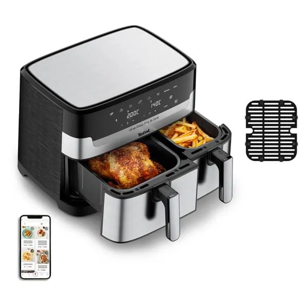 Tefal Heißluft-Fritteuse EY905D Dual Easy Fry & Grill  XXL 8,3 Liter