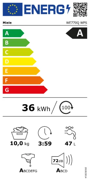Waschmaschine, 36 kWh, 10 kg, 3:59, 47 L