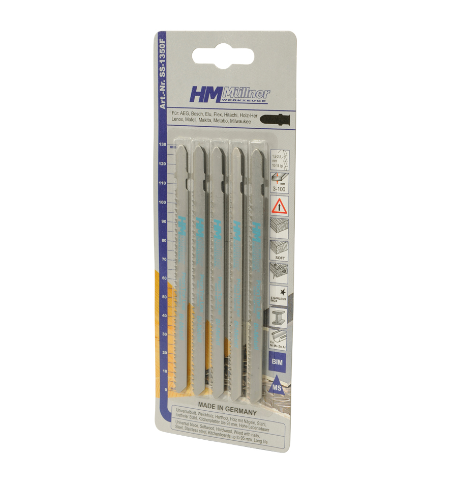 SS-1350F Stichsaegeblatt, Profi, Bi, SB Ho,Ku,Met,A1.8-2-5,L132mm,5Stk