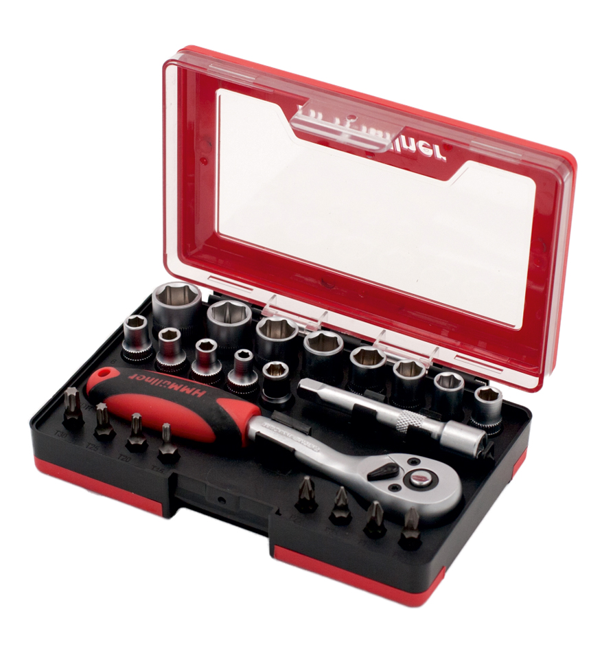 7023 Steckschluesselsatz 23 tlg "Profi, 1/4"", 4-14 mm"