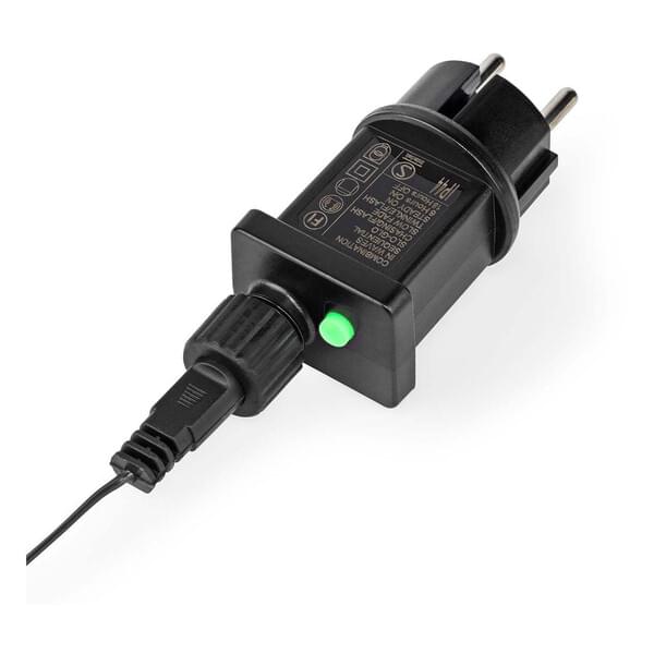 Netzteil, schwarz, Eurostecker, grüne Kontrollleuchte, Kabel
