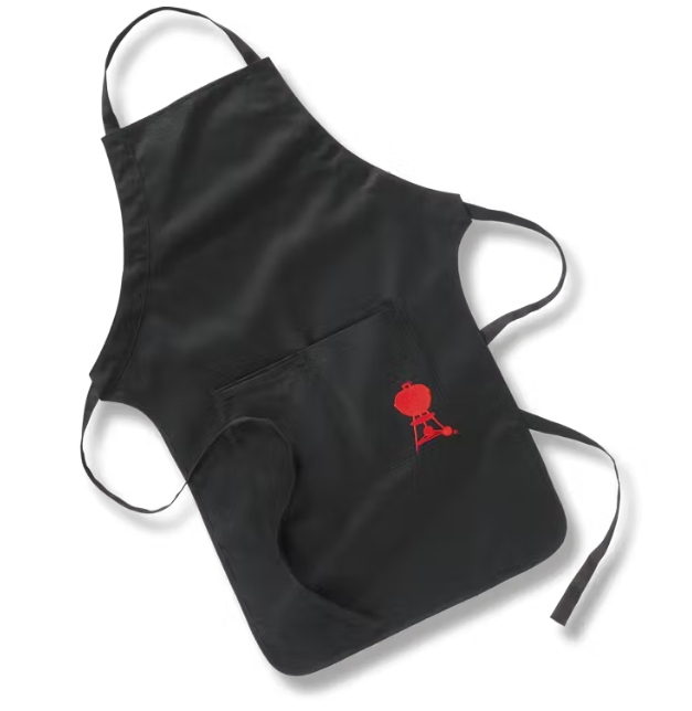 Schürze, schwarz, Vordertasche, rote-Stickerei, verstellbare-Träger