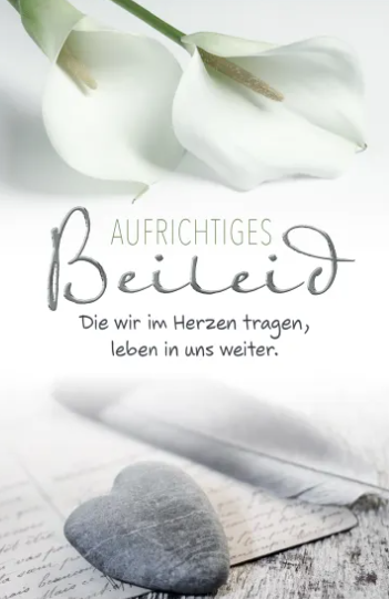 weiße Blume, Calla-Lilie, Herz-Steine, Gedenkkarte, sanftes Grau