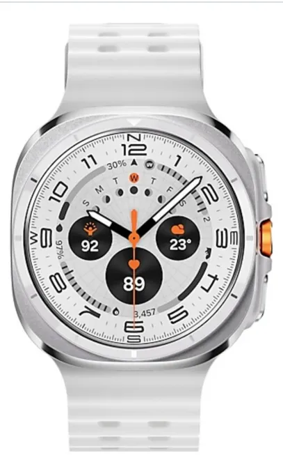Uhr, Smartwatch, Silber, Weiß, runder Ziffernblatt