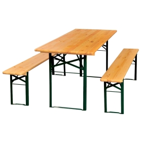 Tisch, Bank, Holz, Bistro-Set, Metallbeine