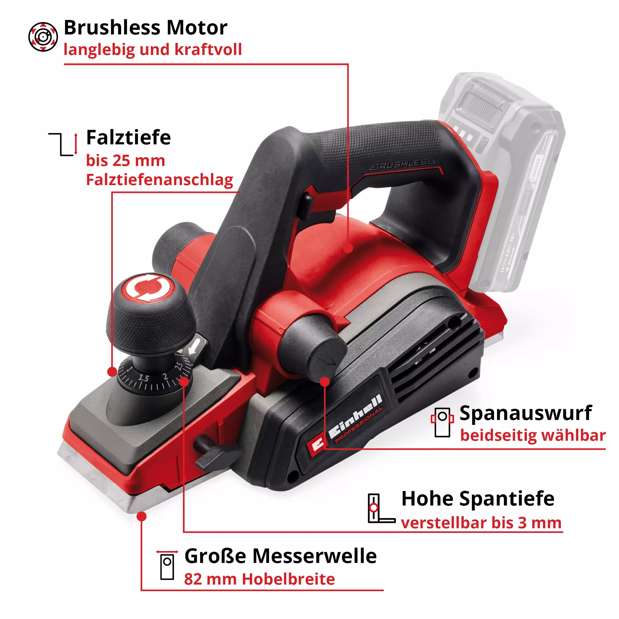 Einhell Akku-Hobel TP-PL 18/3 Li BL-Solo 4345405