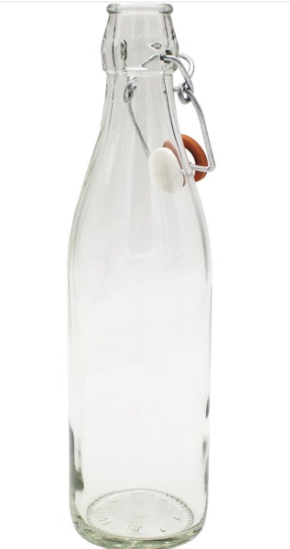 Glasflasche, Schwenkdeckel, klares Glas, Korkverschluss, Flasche mit Drahtverschluss