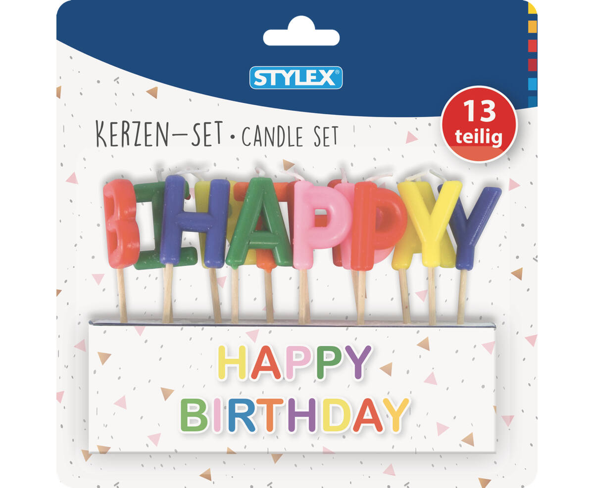 Stylex Kerzen Buchstaben Happy Birthday 13tlg.