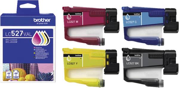 druckerpatrone, LC527, magenta, cyan, gelb, schwarz, tintenpatrone, doppelpacks, verpackung