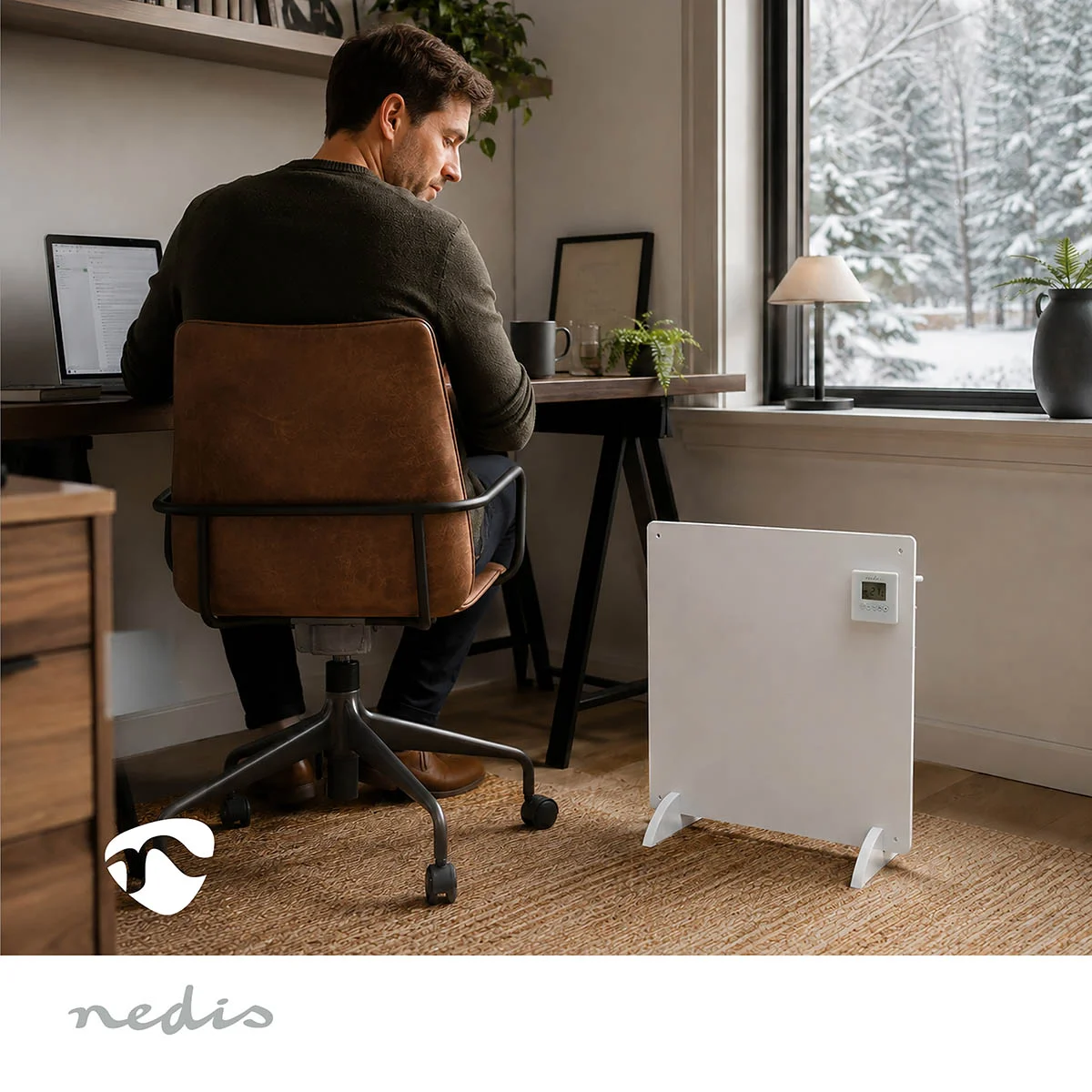 Elektroheizpaneel, weiß, Standgerät, digitaler Thermostat, mobiler Heizkörper