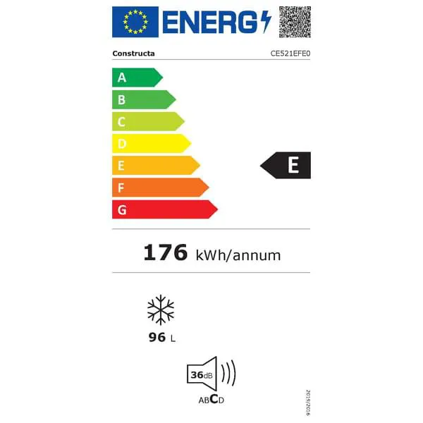 Kühlschrank, Energieetikett, 176 kWh, 96 L, Lautstärke 36 dB