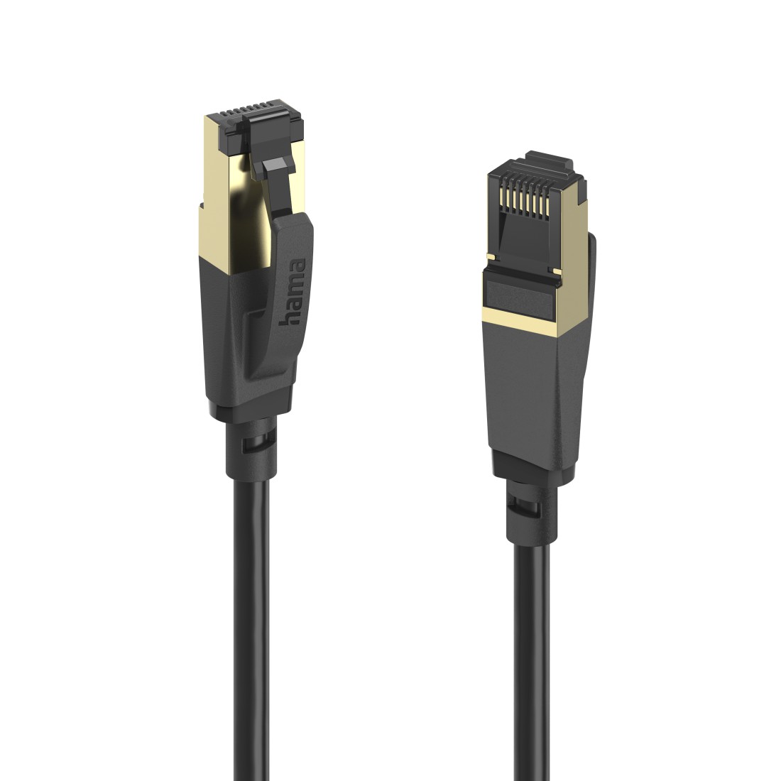 HDMI-Kabel, Goldbeschichtete, Stecker männlich, Flaches Kabel, Schwarzes Kabel