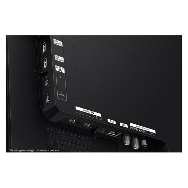 HDMI-Anschlüsse, USB-Anschlüsse, LAN-Port, Koaxialantenne, Rückseite Fernseher