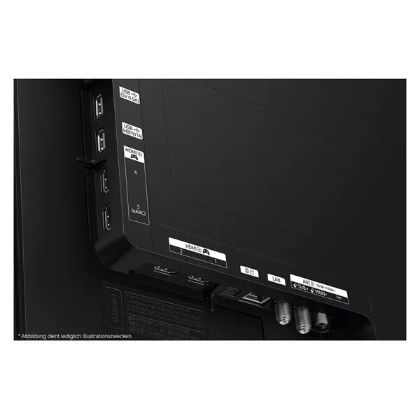 HDMI-Anschlüsse, USB-Anschlüsse, LAN-Port, Koaxialantenne, Rückseite Fernseher