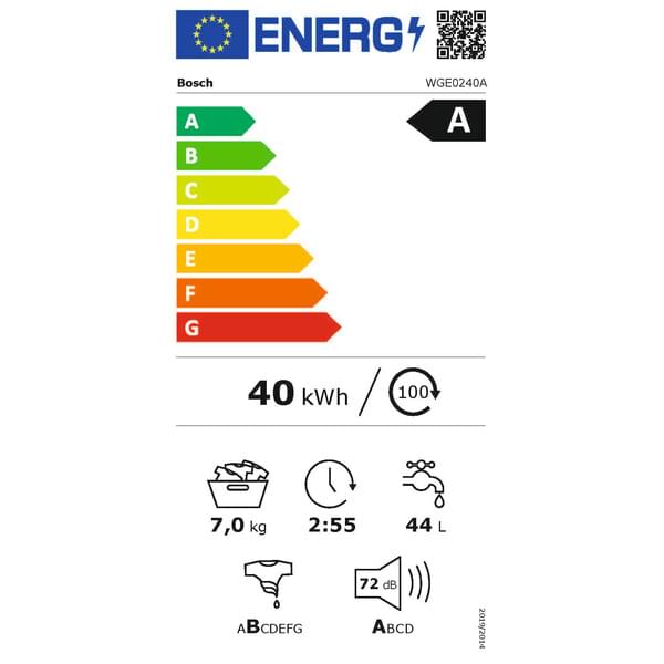 40 kWh, A++ energy label, Bosch, Waschmaschine, 44 L