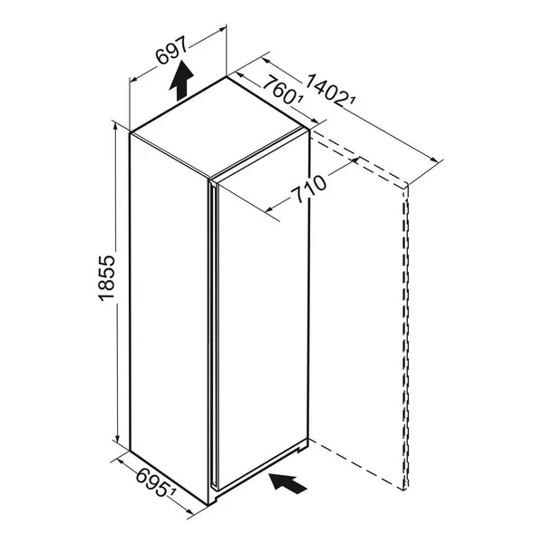 kühlschrank, schrank, küche, gerät, abmessungen