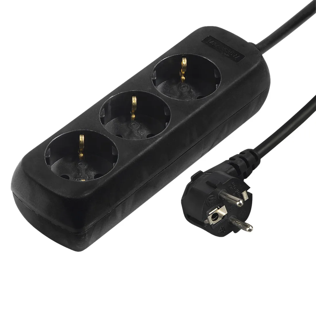 Steckdosenleiste, 3 Steckdosen, Mehrfachstecker, Verlängerungsblock, EU-Stecker