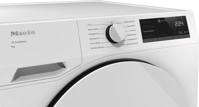 waschmaschine, frontlader, Miele, bedienfeld, knopf