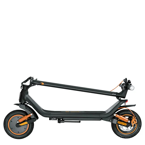 Elektrischer Roller, Zweirad, faltbar, schwarz, orange Akzente