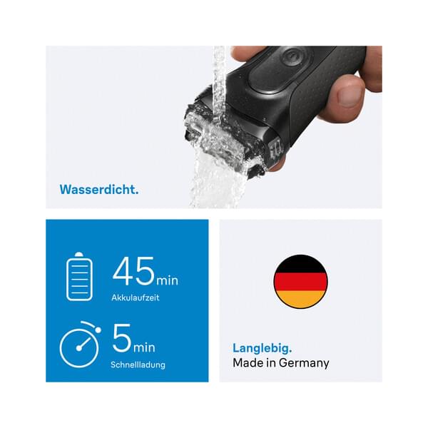 wasserdicht, rasierer, wasserfest, batterie, hergestellt in deutschland