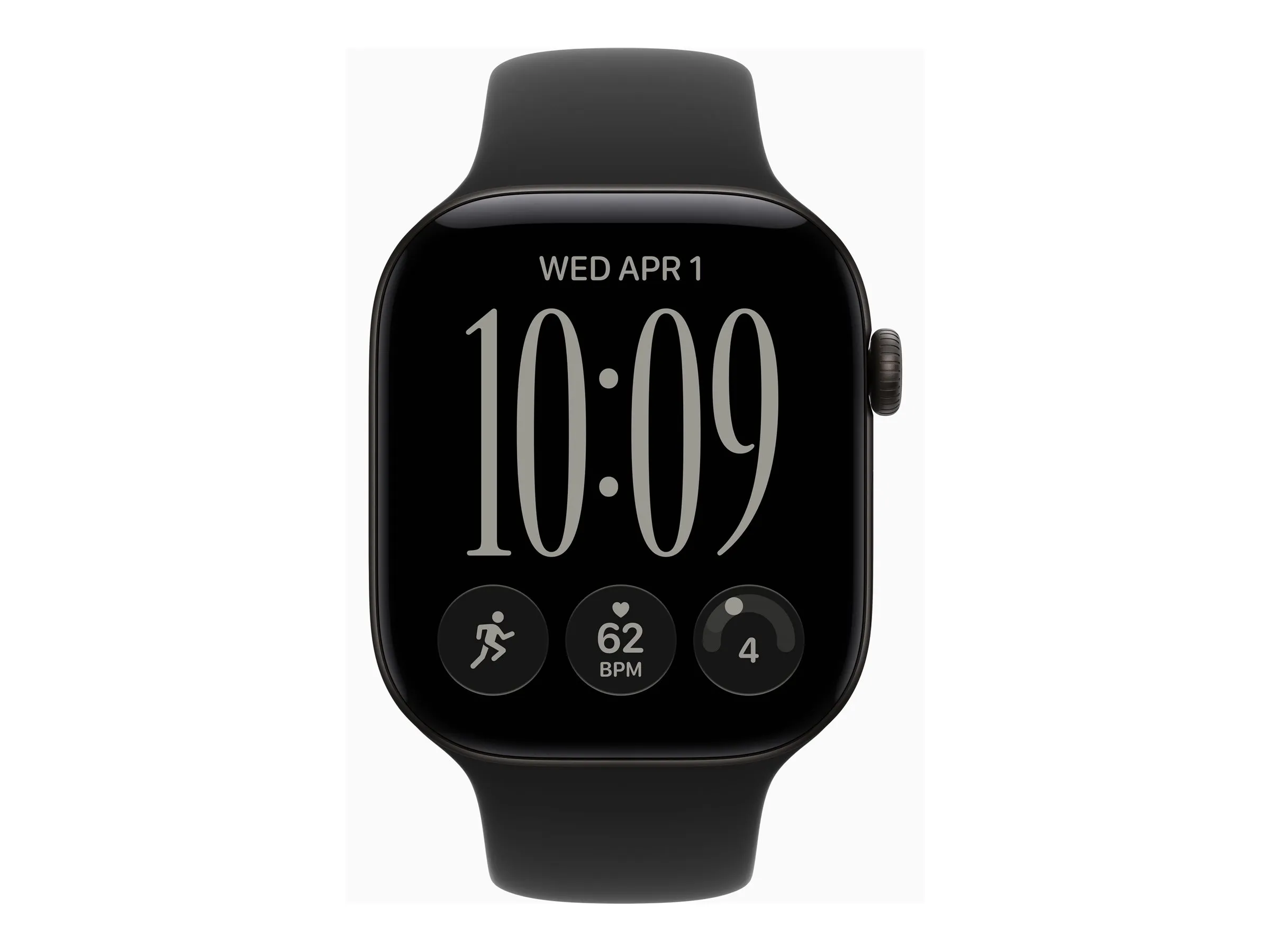 Smartwatch, schwarz, digitales Display, abgerundetes Quadrat, Armband