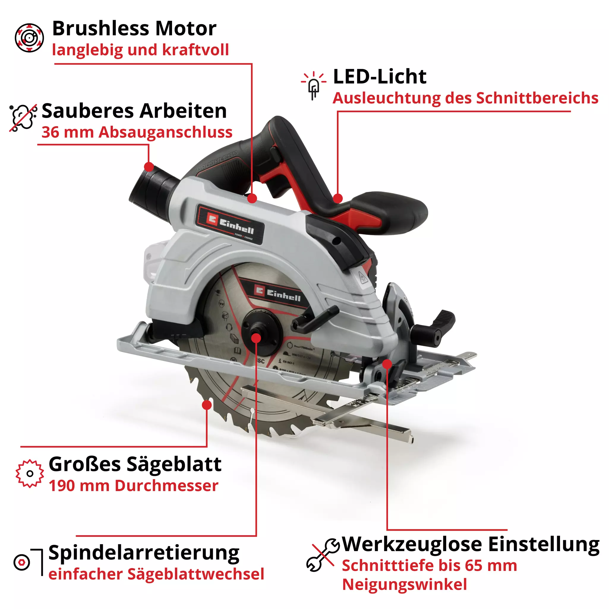 Einhell Akku-Handkreissäge TE-CS 18/190 Li BL - Solo 4331210