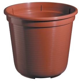 Plastiktopf, Blumenkübel, brauner Topf, runder Pflanzkübel, Gartenbehälter