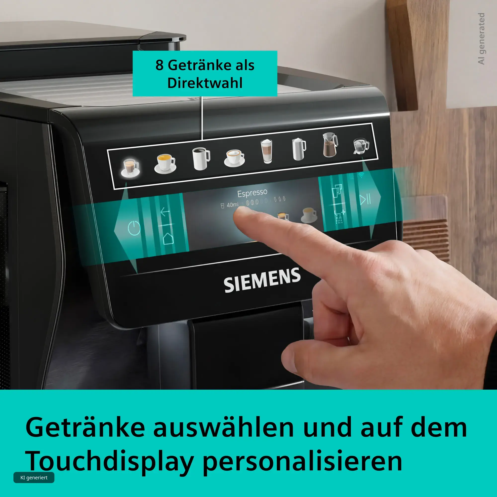 Espresso, Kaffeemaschine, Touchscreen, Bedienfeld, Siemens
