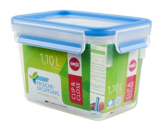 Aufbewahrungsbehälter, Plastikbehälter, 1,1 L, Clip & Close,  transparenter Deckel
