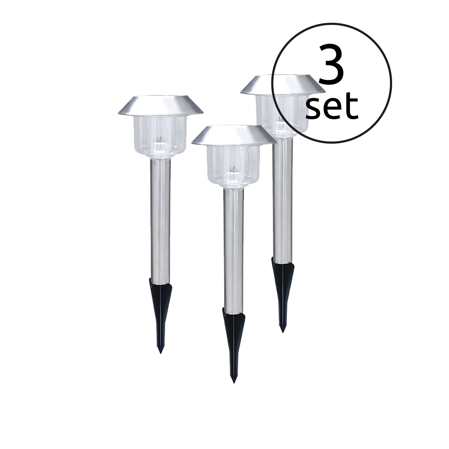 3324-3 Solarleuchte  Edelstahl, 1xLED 3er Set