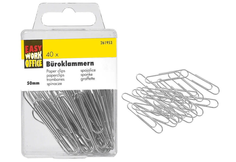 Easy Work 261953 40x Büroklammern 50mm