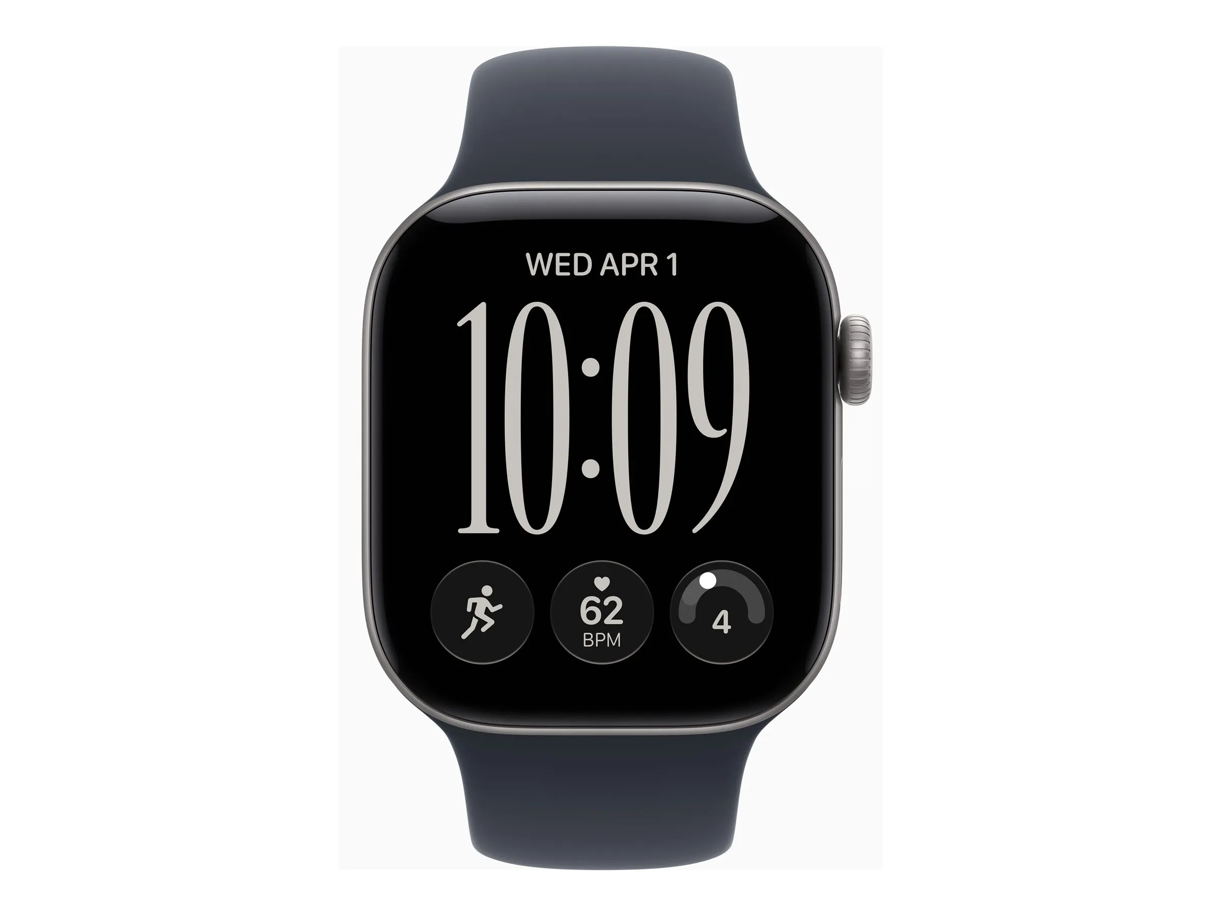 Smartwatch, Uhr, digitales Display, schwarzes Armband, abgerundetes Quadrat