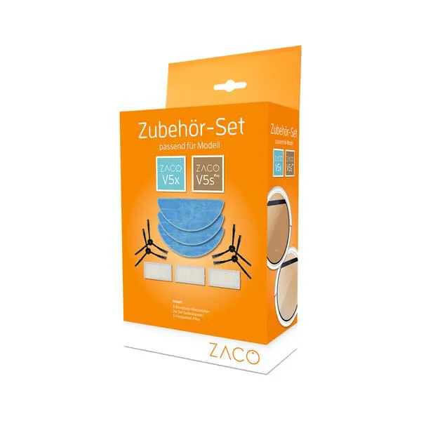 Zaco Zubehör-Set für V5x & V5s Pro 3x Hochleistungsfilter, 4x Seitenbürste, 3x Mikrofaser-Wischtuch
