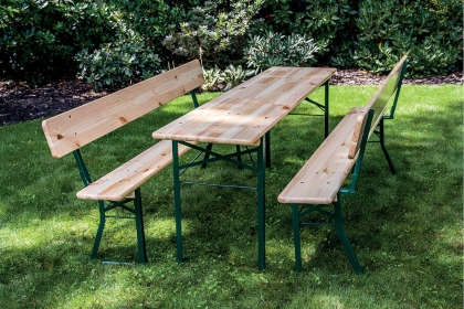 Gartentisch, Holztisch, Bankensitzgruppe, Outdoor-Möbel, Bank-Tisch-Kombination