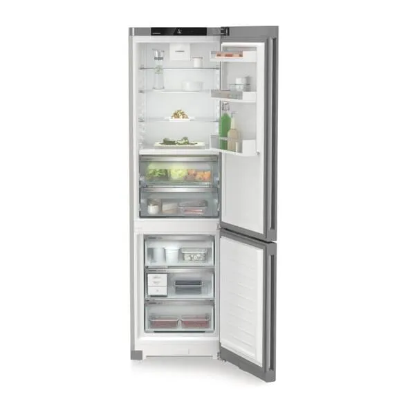 Kühlschrank, unterer Gefrierschrank, Side-by-Side, Edelstahl, leere Regale
