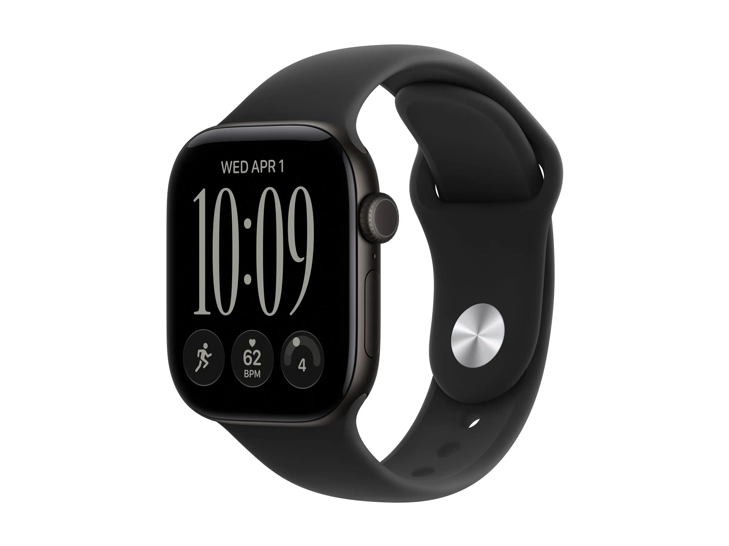 Smartwatch, digitales Display, Silikonband, schwarz, rundes Zifferblatt