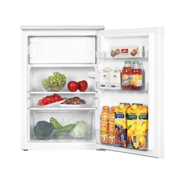 kühlschrank, kühlgerät, oberer gefrierfach, offen, lebensmittel
