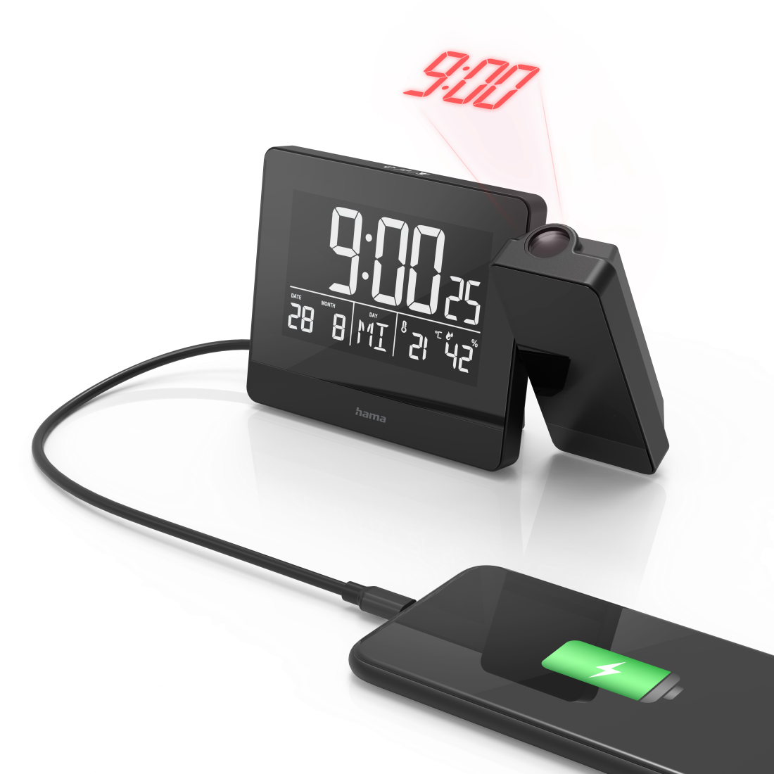 uhr, digitaluhr, tischuhr, ladestation, usb-ladegerät