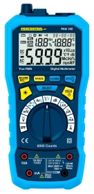 Multimeter, Anzeige LCD, blauer Gehäuse, Drehschalter, Messgerät