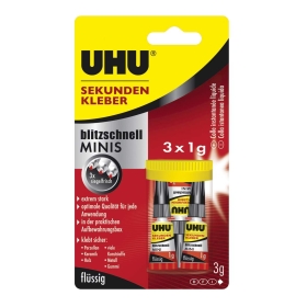 Uhu-45415 Sekunden-Kleber 3x 1Gr.