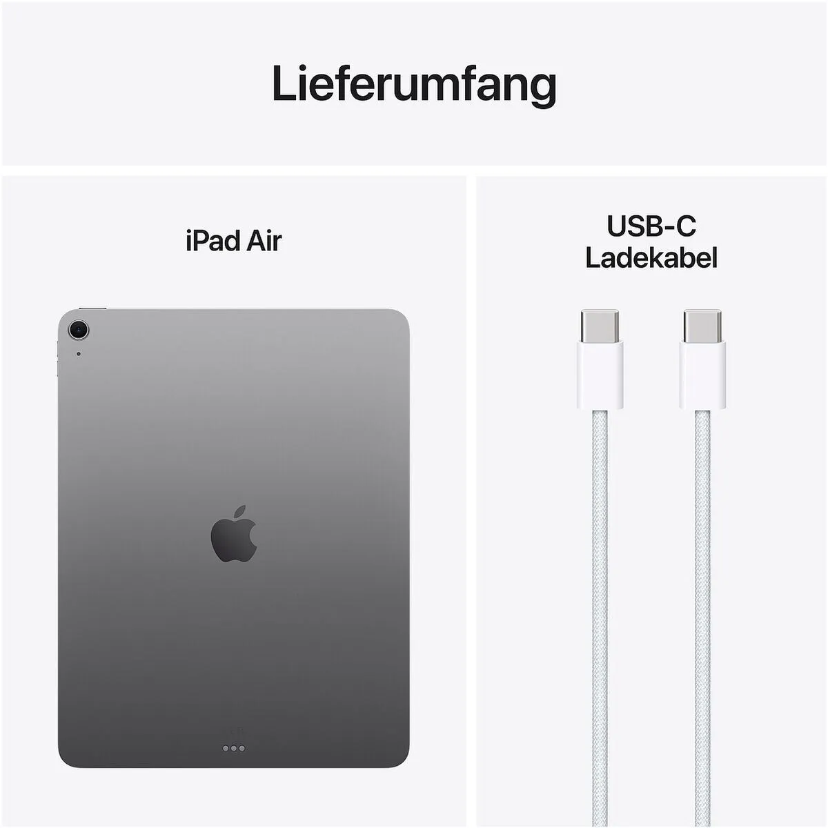 ipad, ipad air, rückseite, usb-c, aufladekabel
