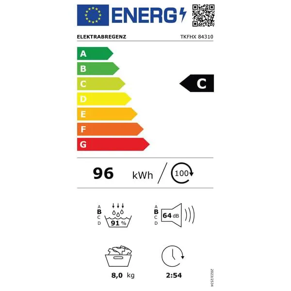 elektrischer Kessel, Energielabel C, 96 kWh/100, Gewicht 8,0 kg, Lautstärke 64 dB