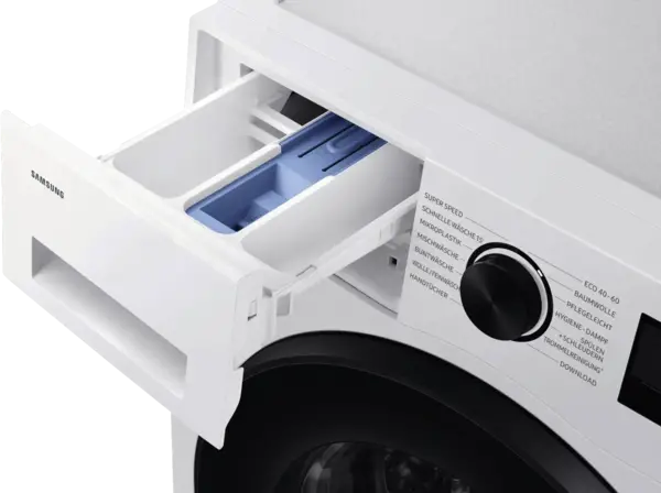 Waschmaschine, Frontlader, Schublade, Schmutzmittel-Schublade, Bedienknopf