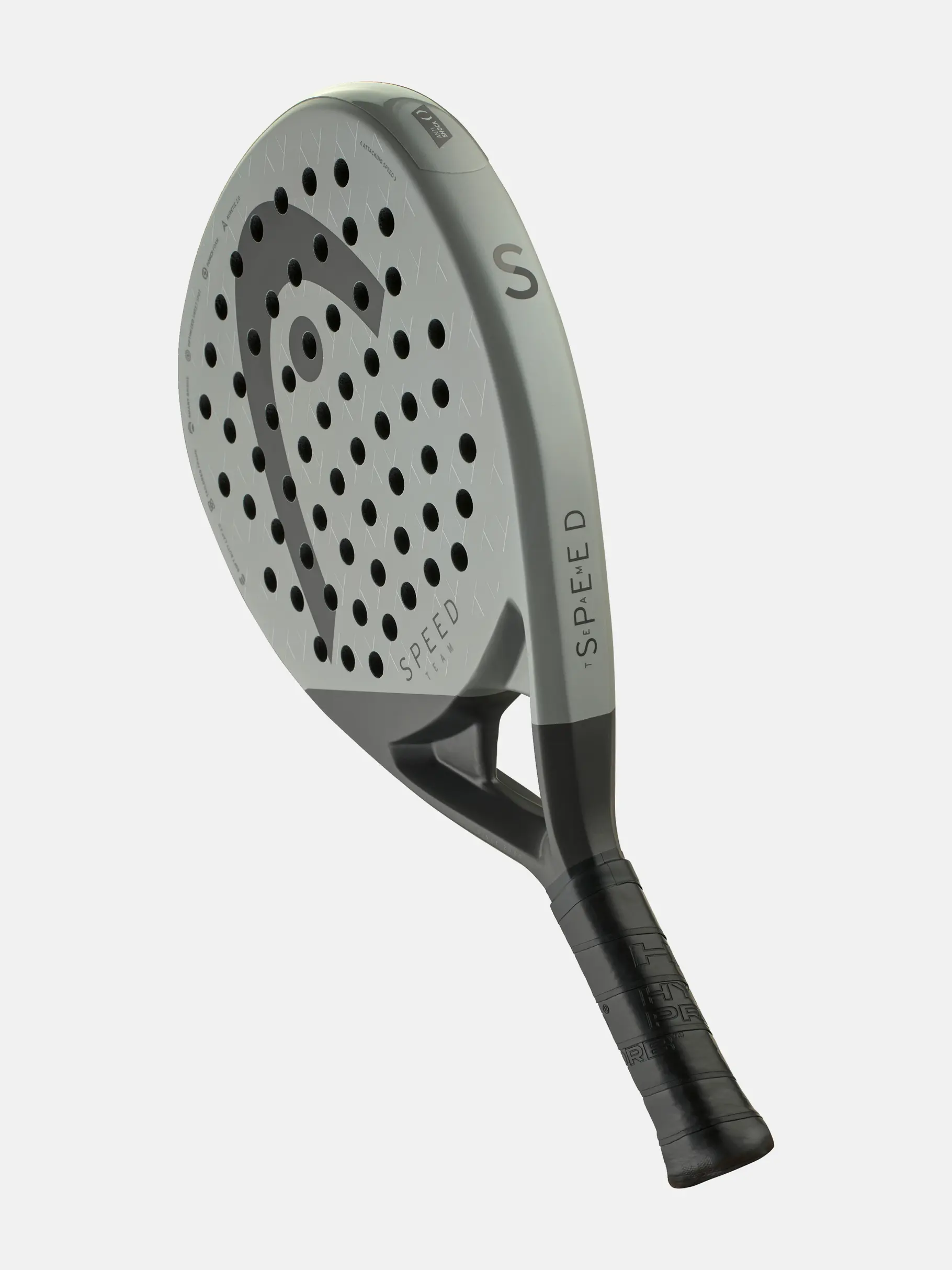 Paddel-Schläger, Schlägerkopf, perforierte Fläche, Griffstiel, Sportsausrüstung