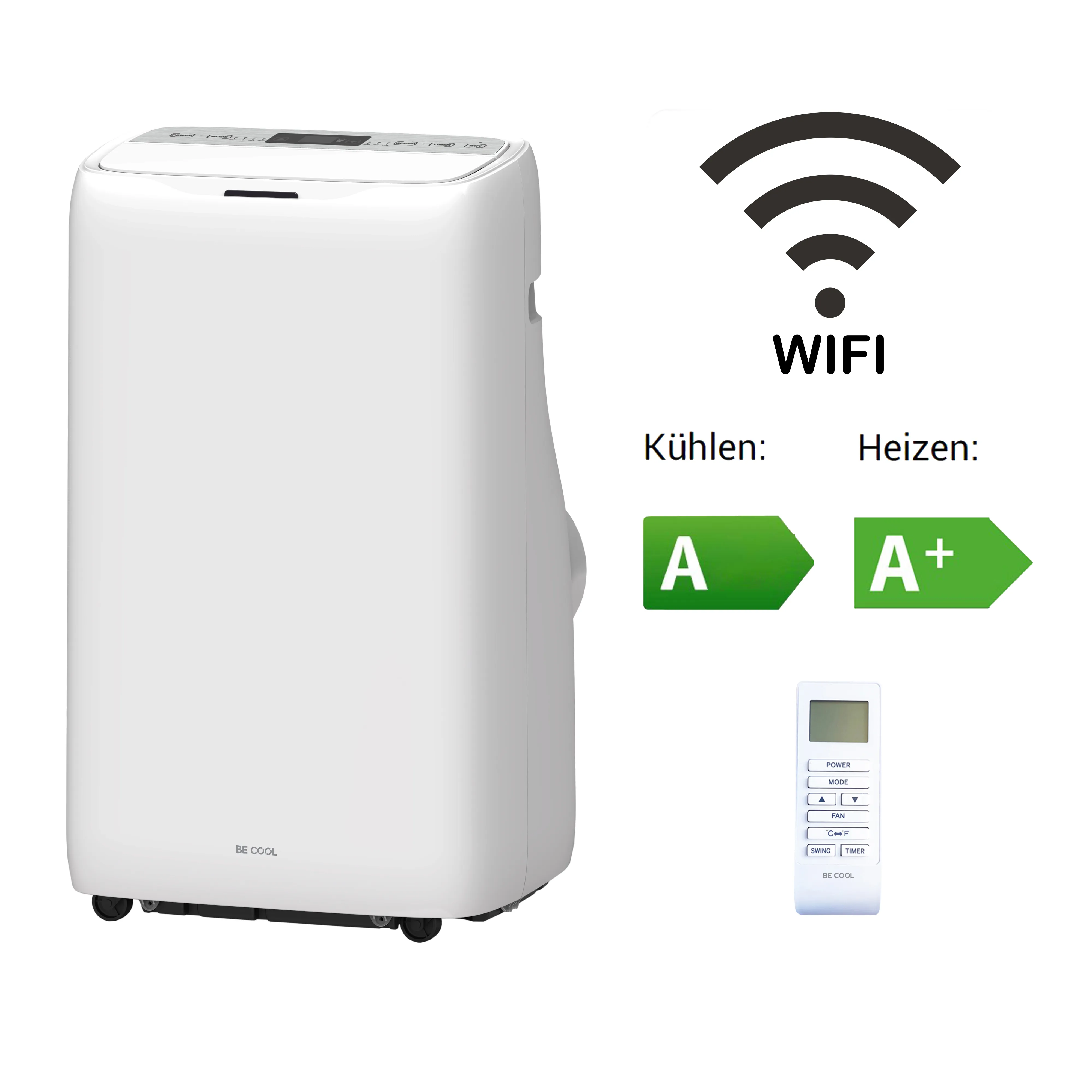 tragbarer klimaanlage, Klimaanlage, Fernbedienung, WLAN, weiß