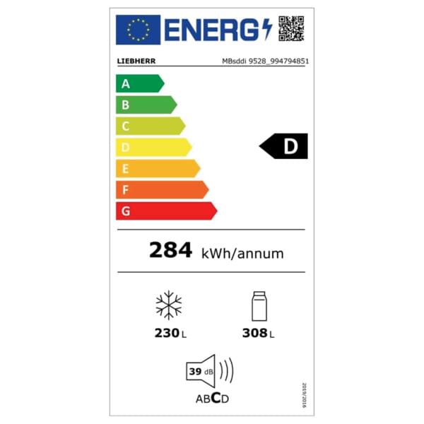energieetikett, kwh, kühlgerät, kapazität, geräuschpegel