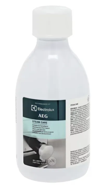 dampfbadpflege, entkalker, elektrolux, aeg, reinigungsflasche