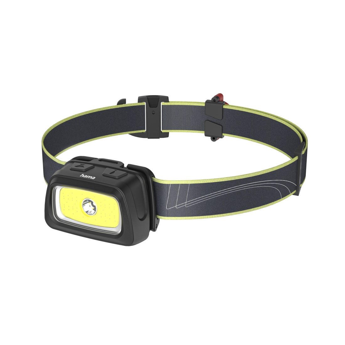 Stirnlampe, LED-Licht, verstellbares Kopfband, schwarz-limettengrün, COB-Leuchtfläche